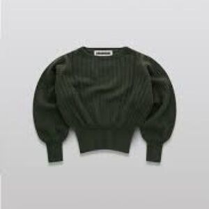 Colorush C~RUSH Prague lux balloon sleeve cashmere sweater in olive green